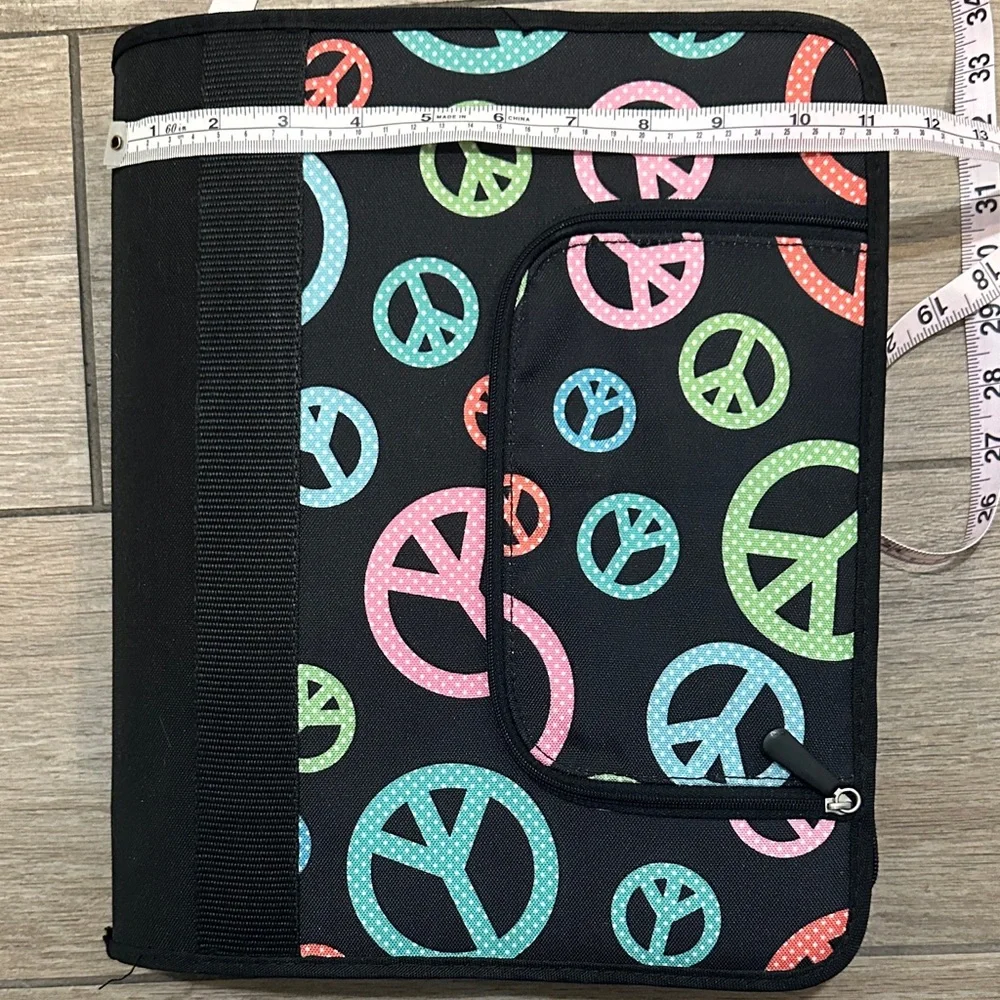 Pottery Barn Teen Black Binder with Colorful Peace Signs